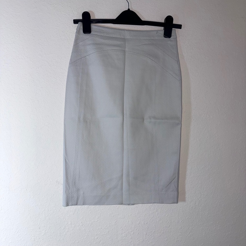 Reiss Harloe Pencil Skirt 2 Light Grey Excellent Textured High Waist Knee